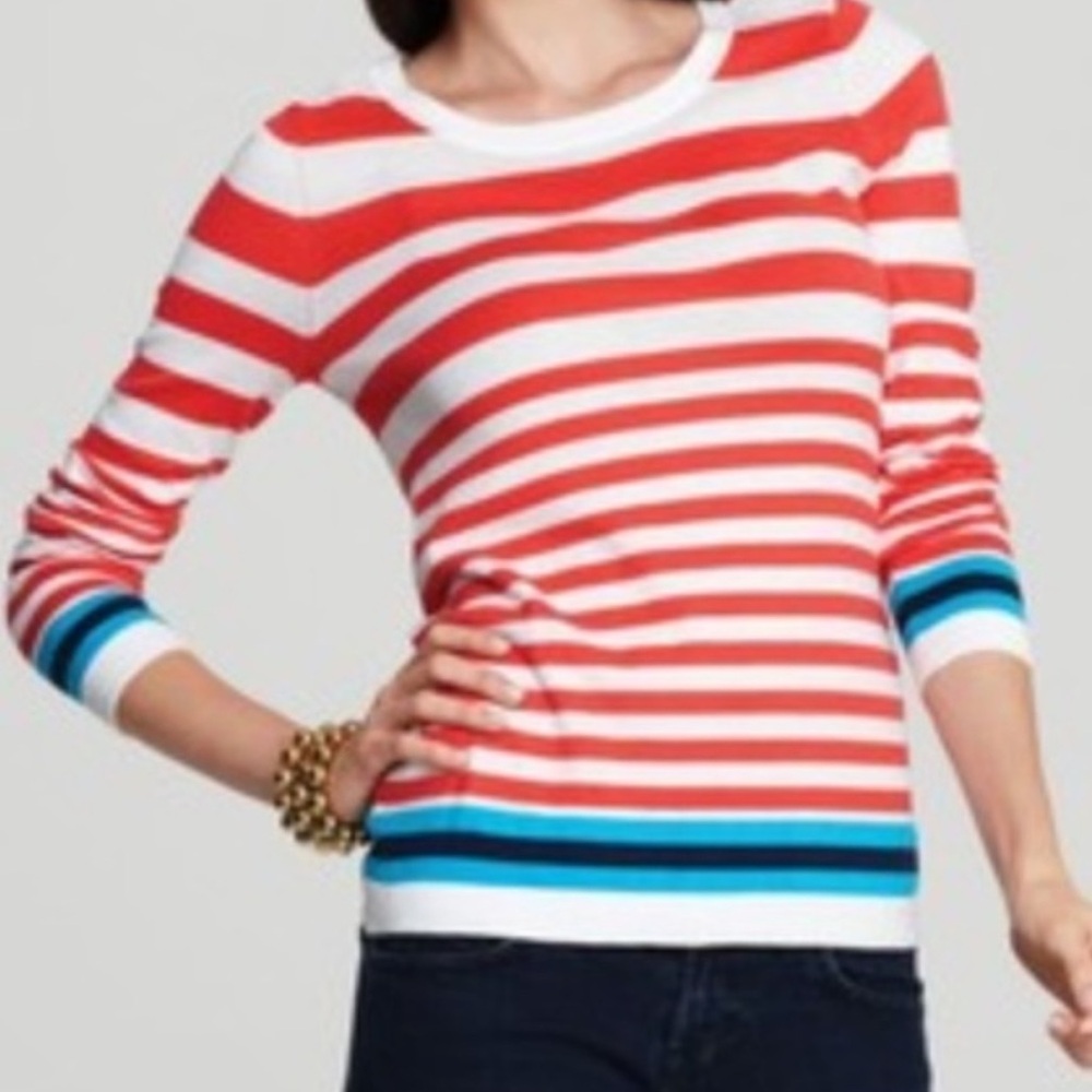 Lilly Pulitzer Pink, white & navy striped top